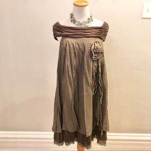 Wear 2 Ways A Line Army Green Dress - Size M